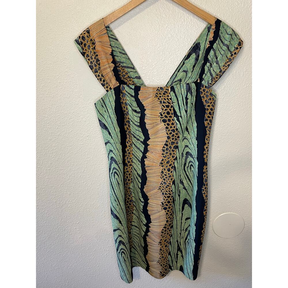 VTG Collection Tropical Safari Print Bodycon Knee Length Cocktail Dress Size 10